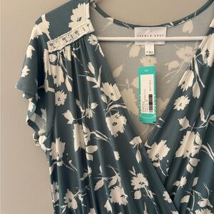 French Grey Floral Wrap Dress